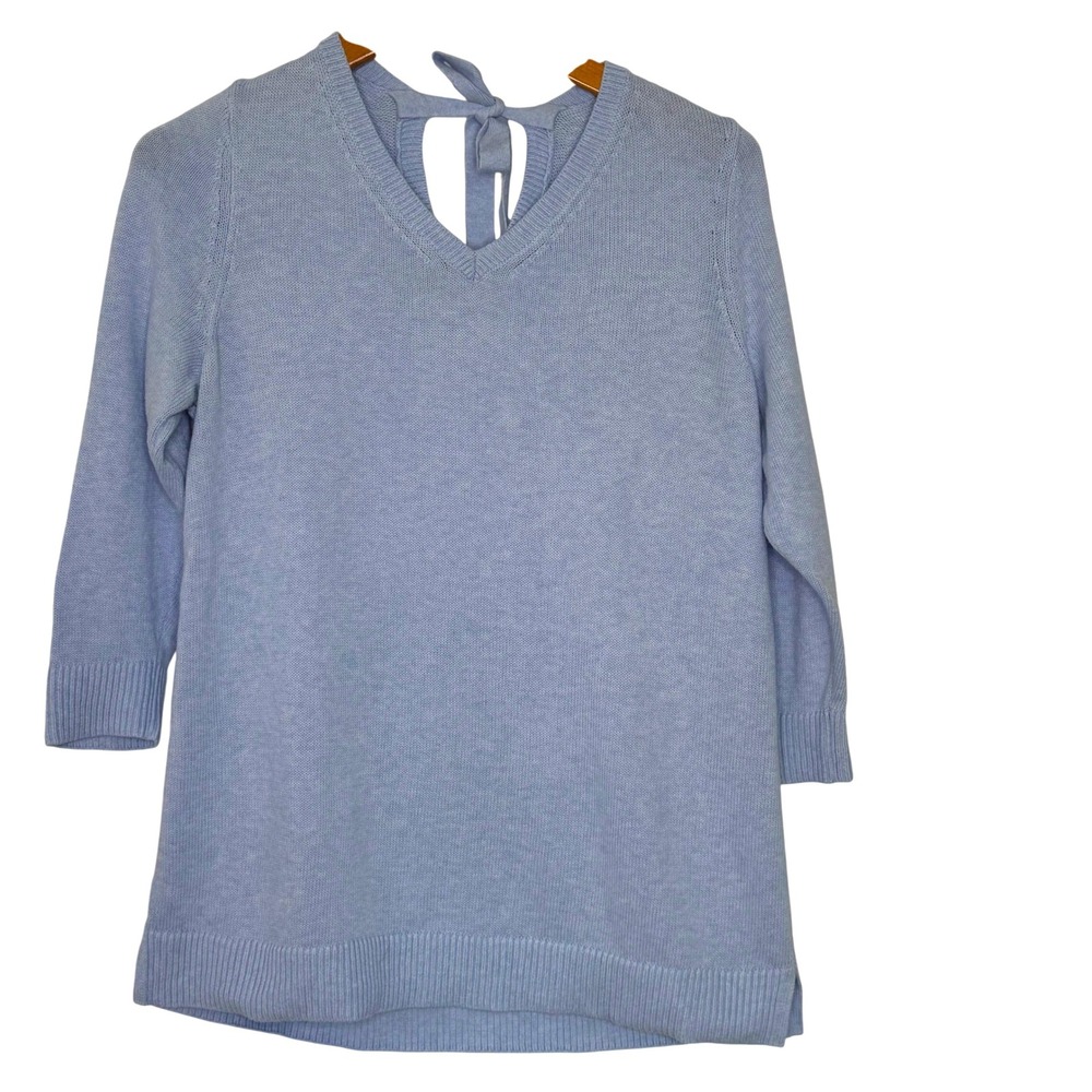 Talbots Ice‎ Blue Double V Tie Back Sweater Size MP